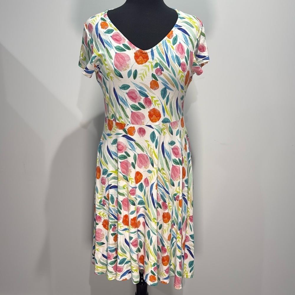 Blue Sky | V-Neck Short Sleeve Dress